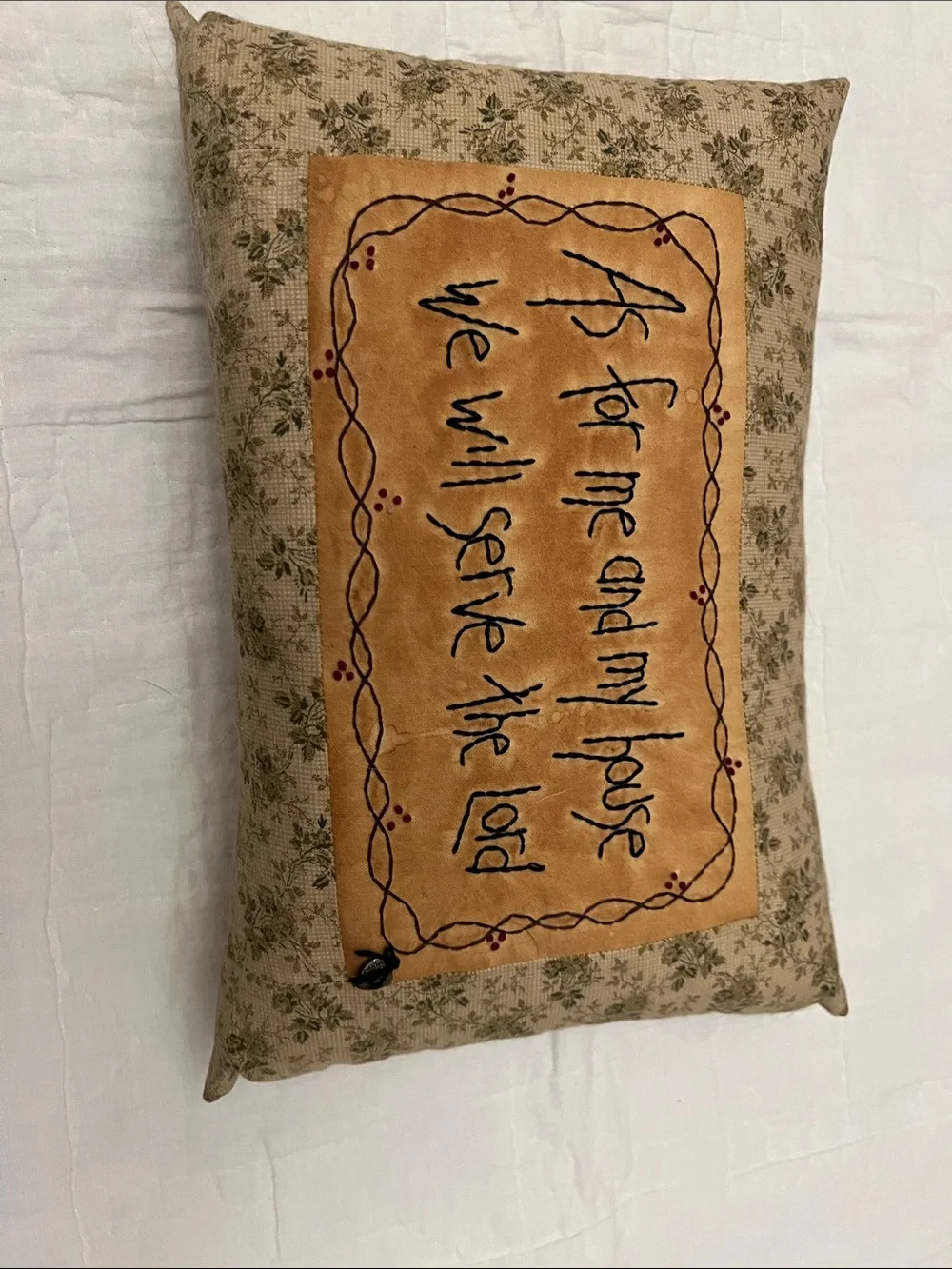 Faith-Inspired Beige and Tan Accent Pillow